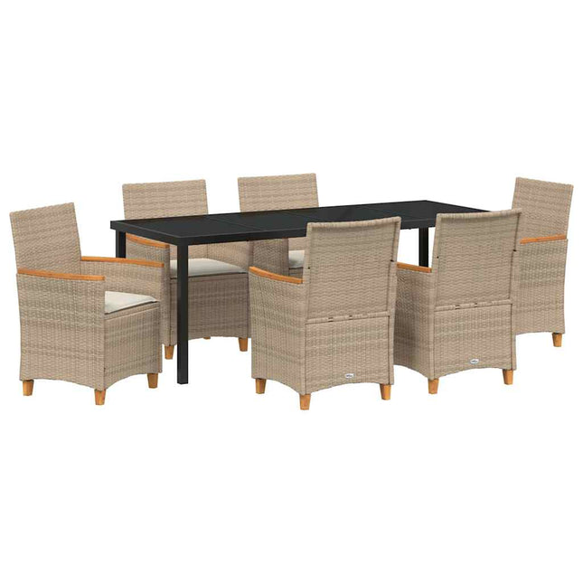 Have Spisebordssæt 7 stk. Beige polyrattan