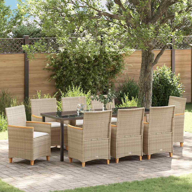 Have Spisebordssæt 9 stk. Beige polyrattan