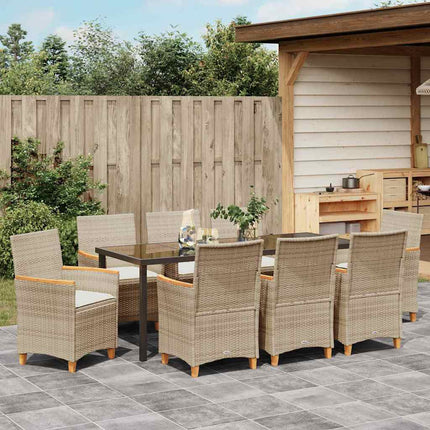 Have Spisebordssæt 9 pcs Beige polyrattan
