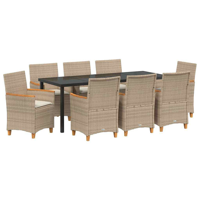 Have Spisebordssæt 9 stk. Beige polyrattan