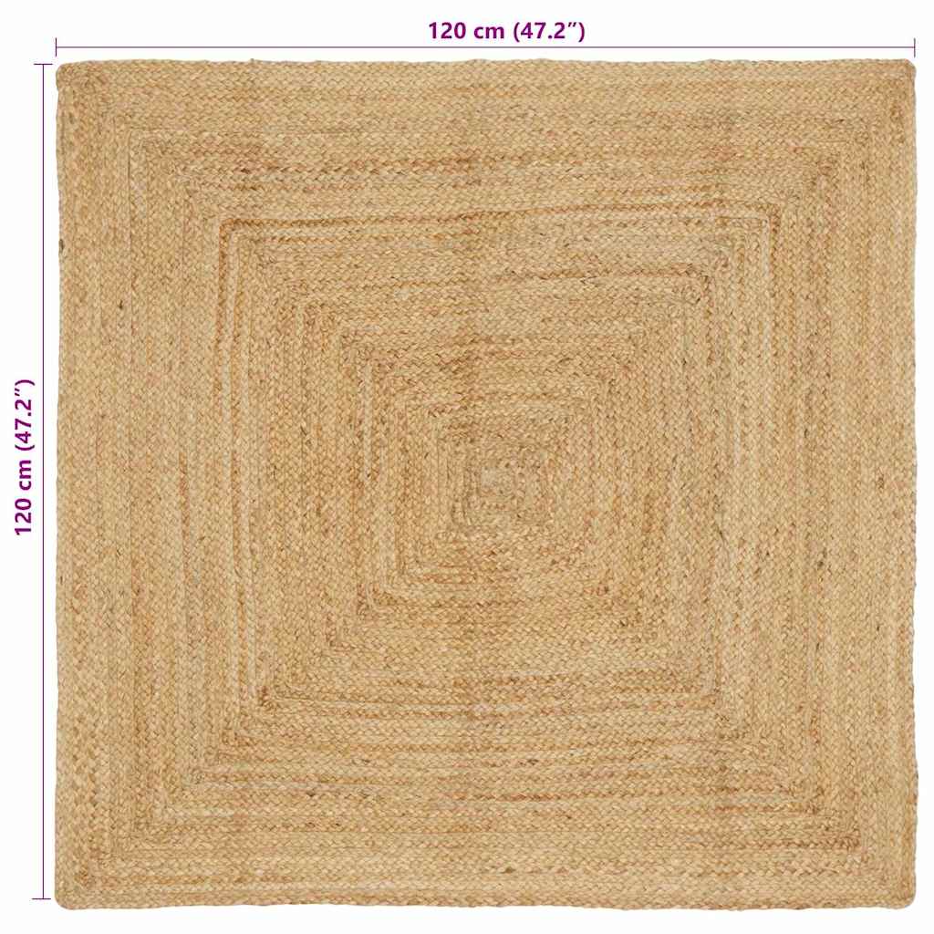Område tæppe Beige 120 x 120 cm Jute