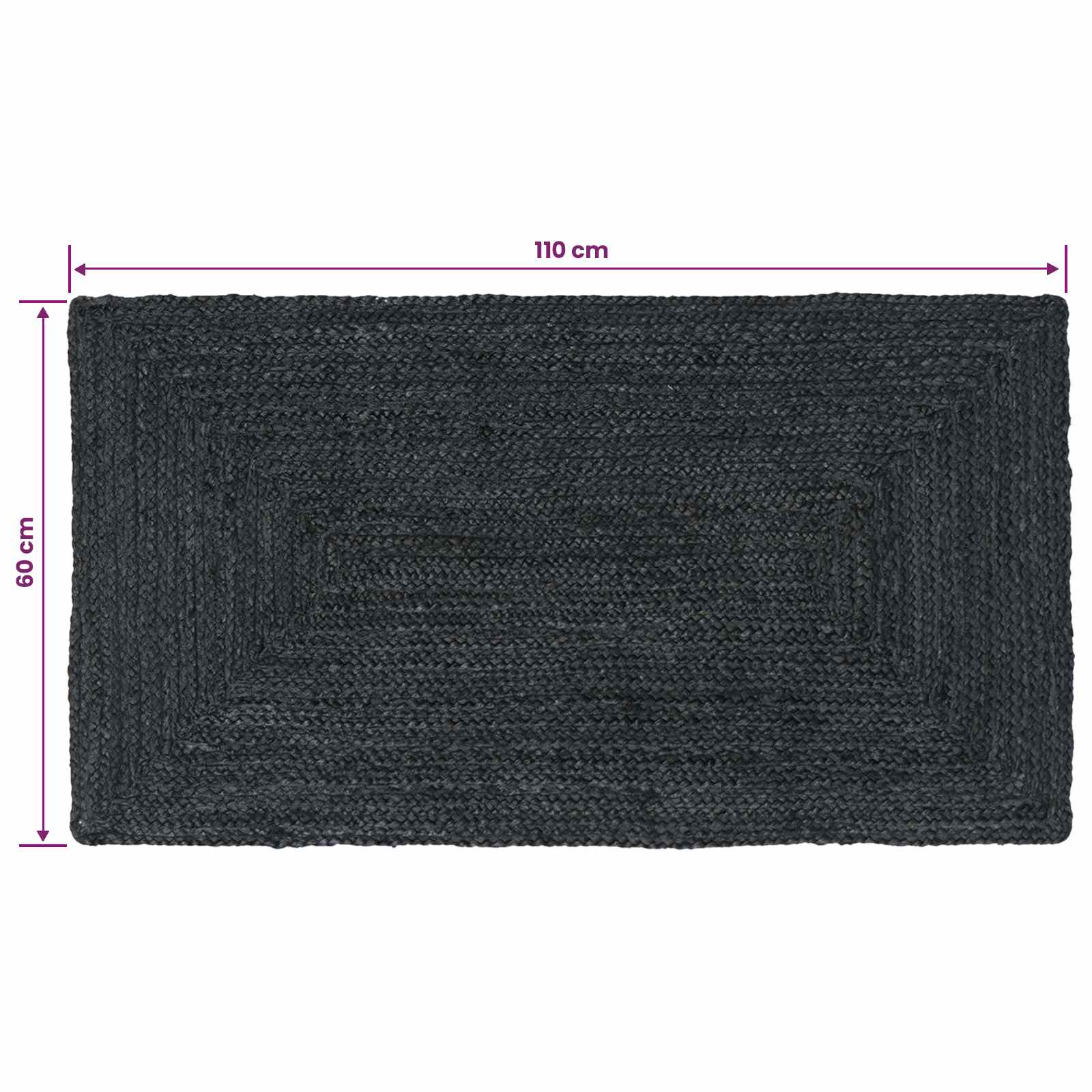 Områdetæpper Rektangulær Mørkegrå 60 x 110 cm Jute