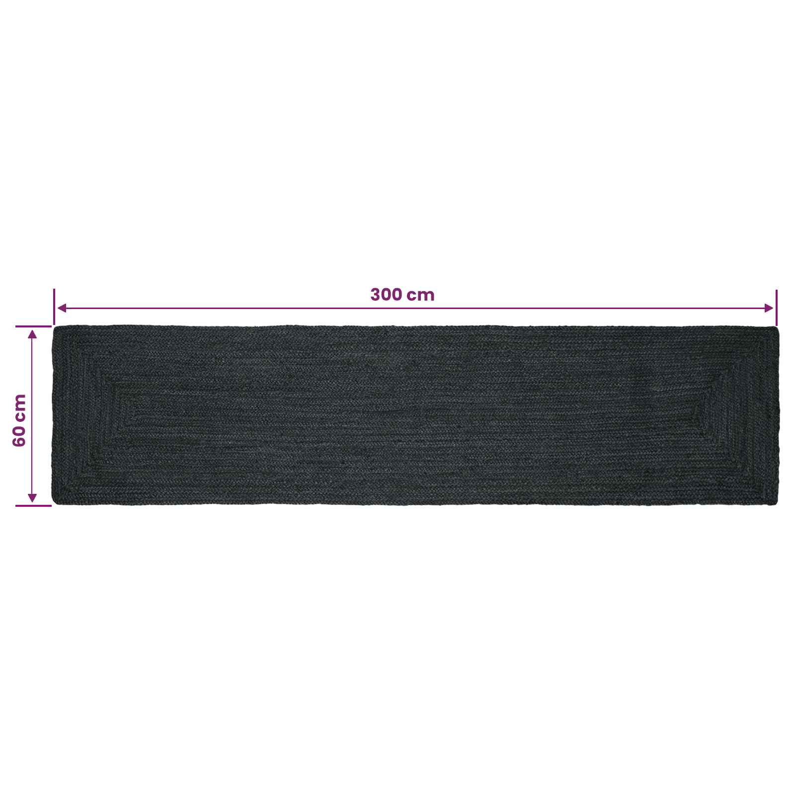 Områdetæpper Rektangulær Mørkegrå 60 x 300 cm Jute