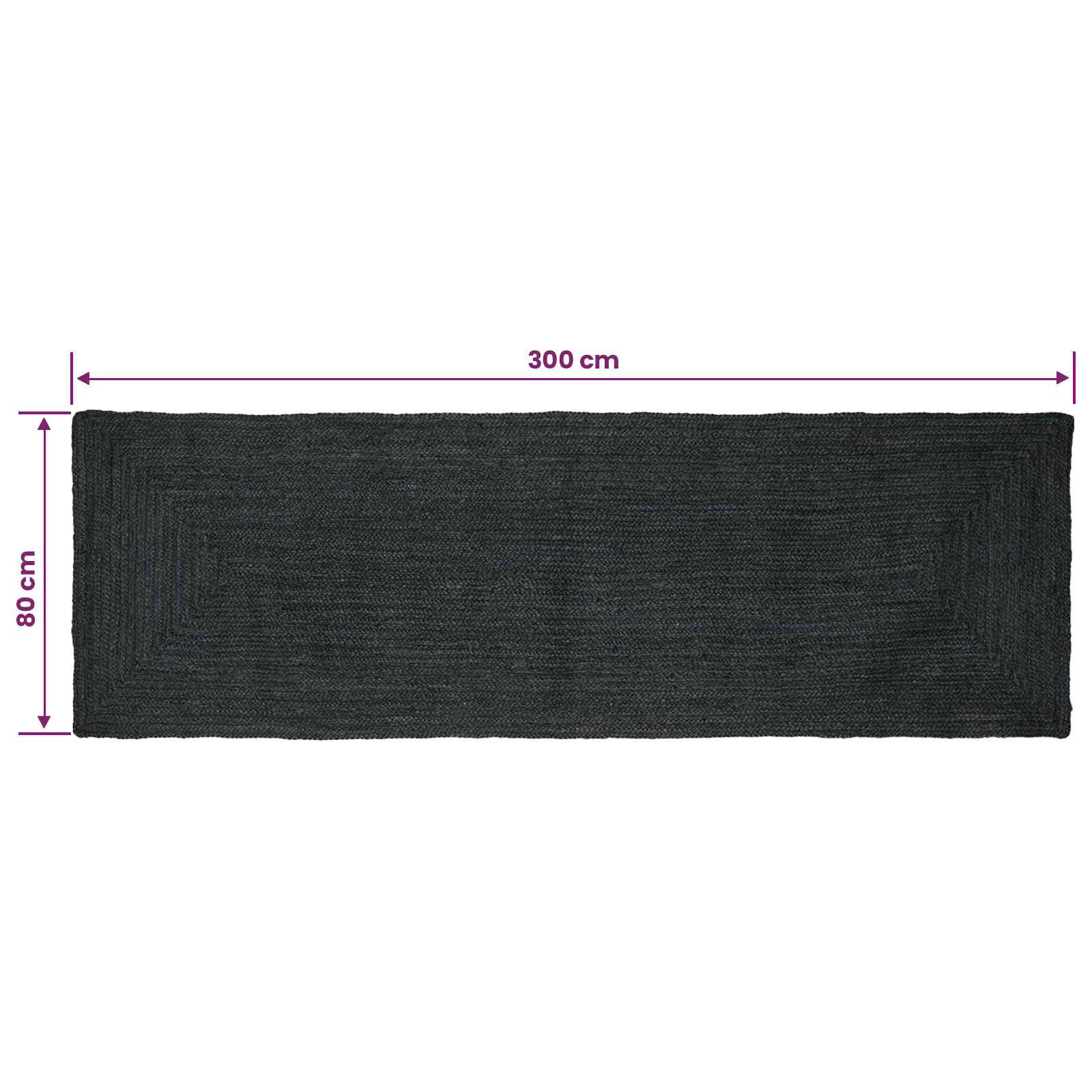 Områdetæpper Rektangulær Mørkegrå 80 x 300 cm Jute