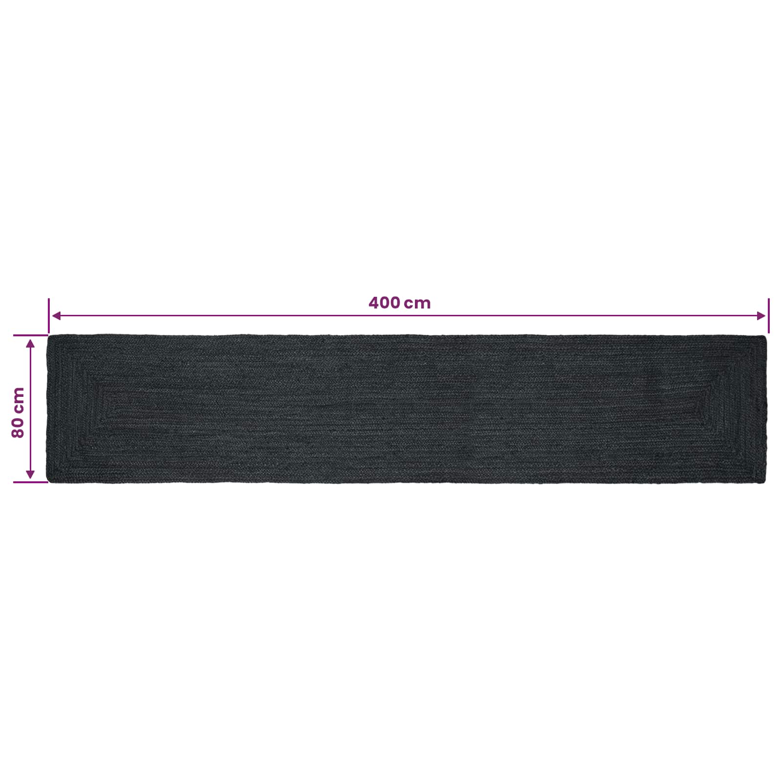 Områdetæpper Rektangulær Mørkegrå 80 x 400 cm Jute