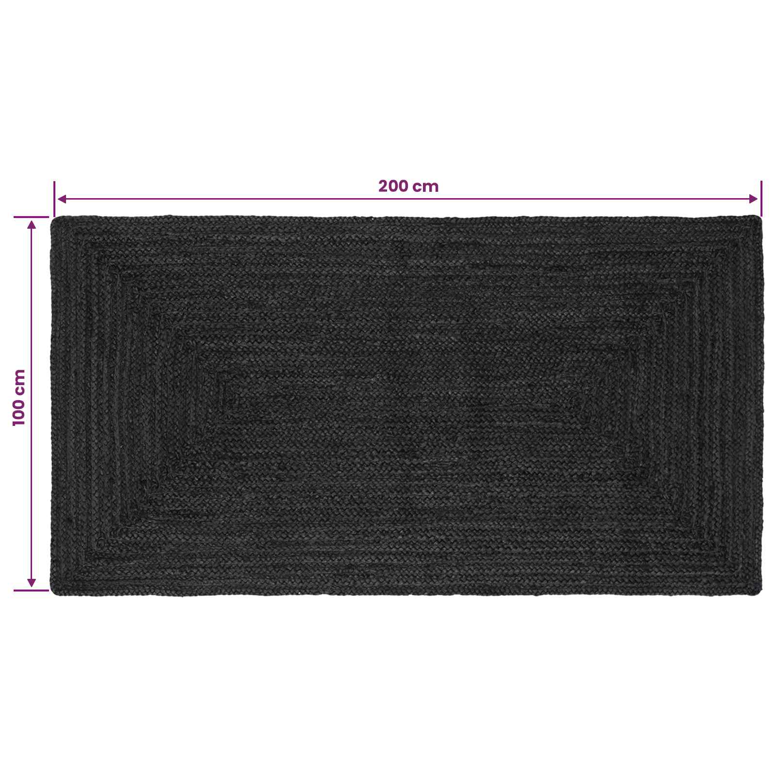 Områdetæpper Rektangulær Mørkegrå 100 x 200 cm Jute