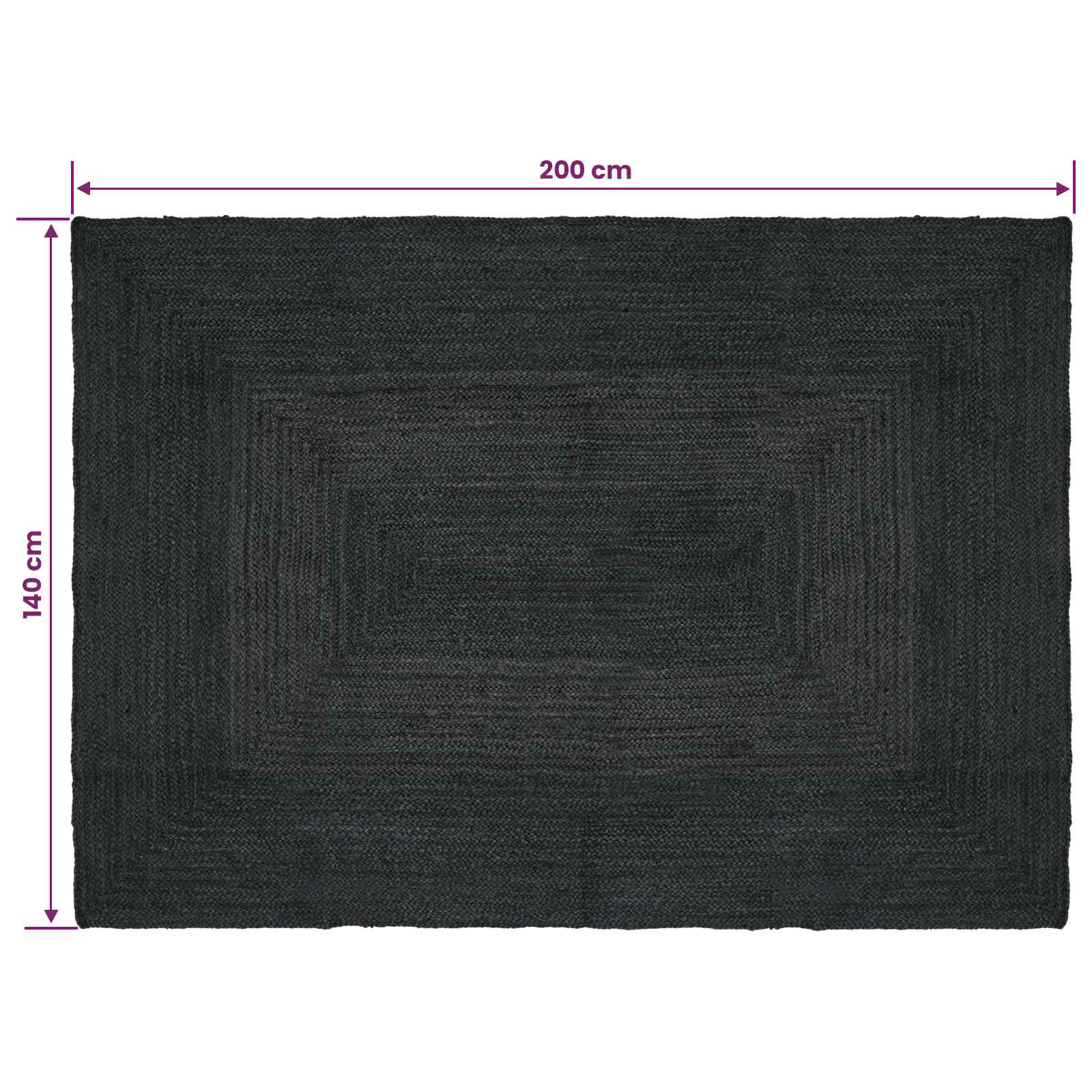 Områdetæpper Rektangulær Mørkegrå 140 x 200 cm Jute