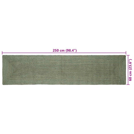 Områdetæpper Rektangulær Olivengrøn 60 x 250 cm Jute