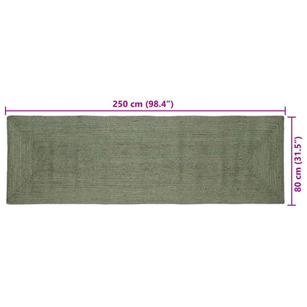 Områdetæpper Rektangulær Olivengrøn 80 x 250 cm Jute