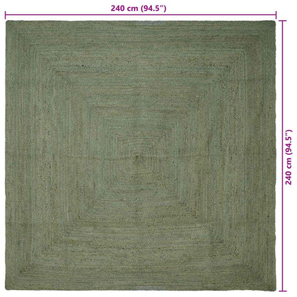 Områdetæpper Firkantet Olivengrøn 240 x 240 cm Jute