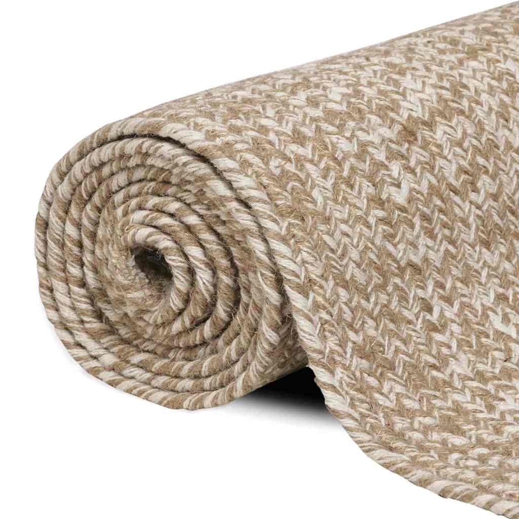Områdetæpper Natur og hvid 60 x 110 cm Jute