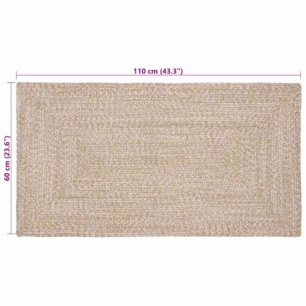 Områdetæpper Natur og hvid 60 x 110 cm Jute