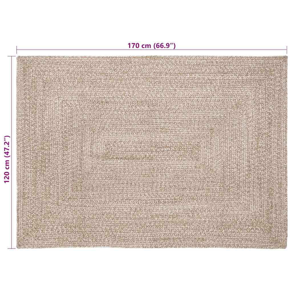 Områdetæpper Natur og hvid 120 x 170 cm Jute