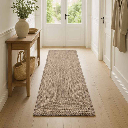 Område tæppe Naturfarvet og sort 80 x 150 cm Jute