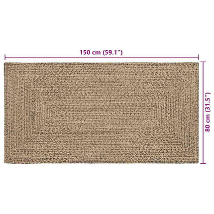 Område tæppe Naturfarvet og sort 80 x 150 cm Jute