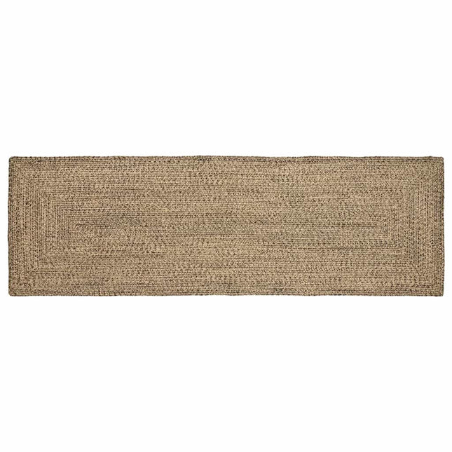 Område tæppe Naturfarvet og sort 80 x 200 cm Jute