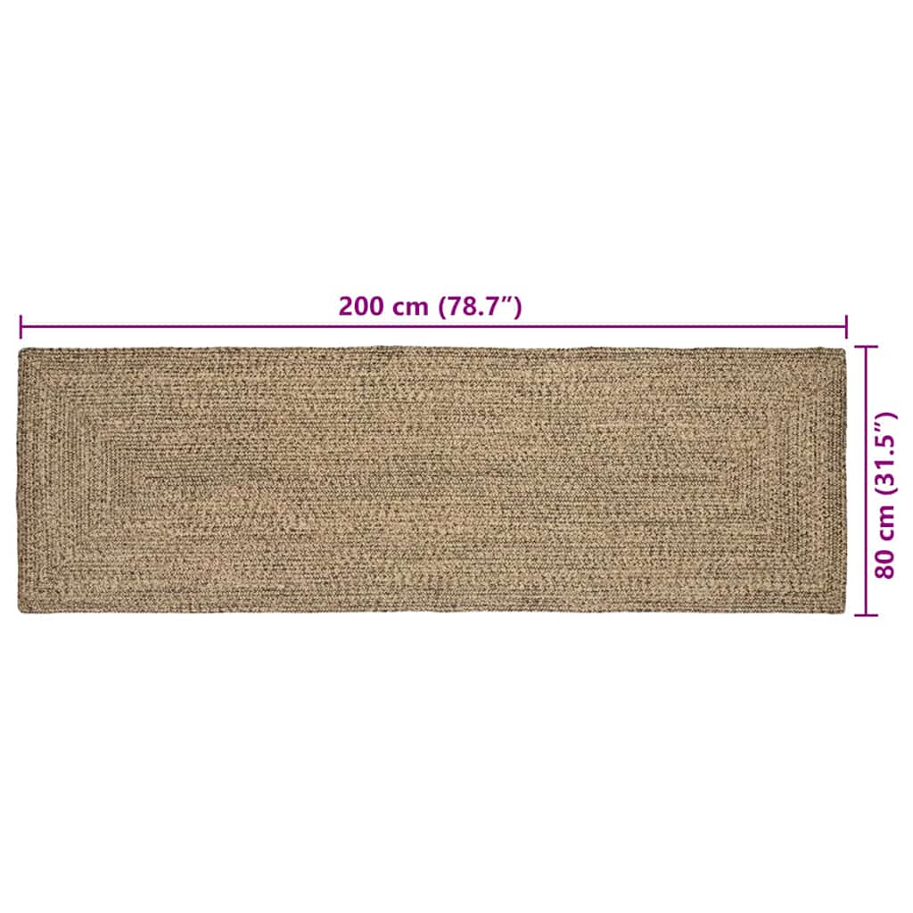 Områdetæpper Naturfarvet og sort 80 x 200 cm Jute