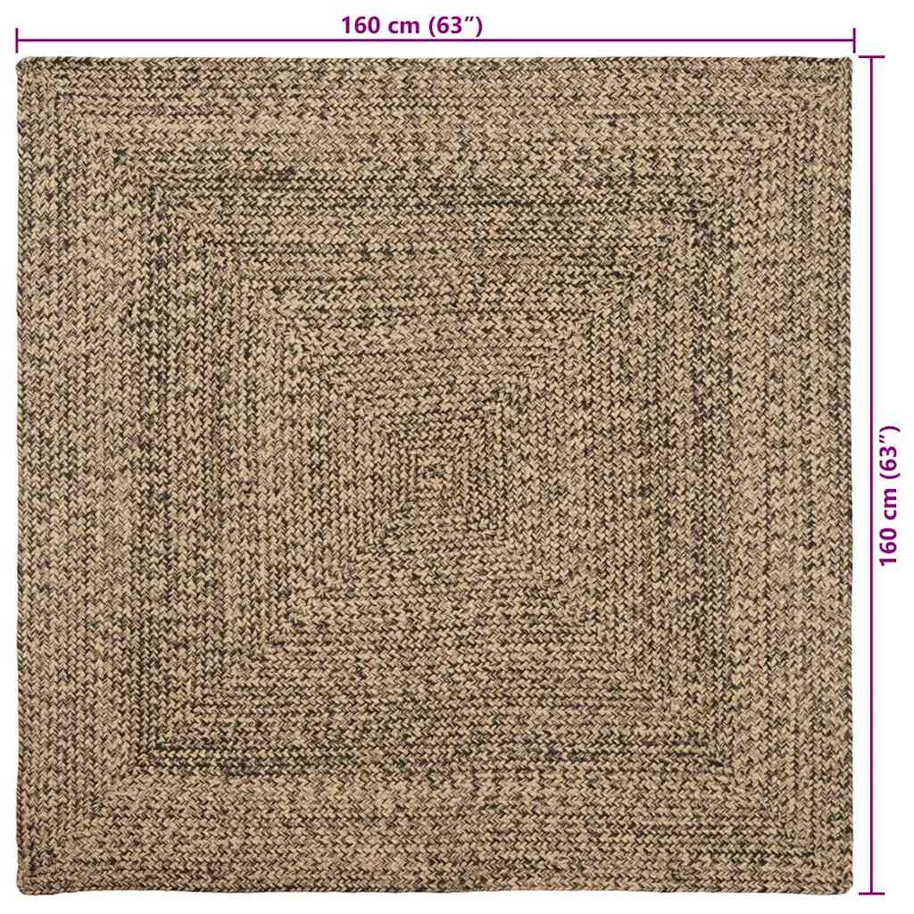 Områdetæpper Naturfarvet og sort 160 x 160 cm Jute