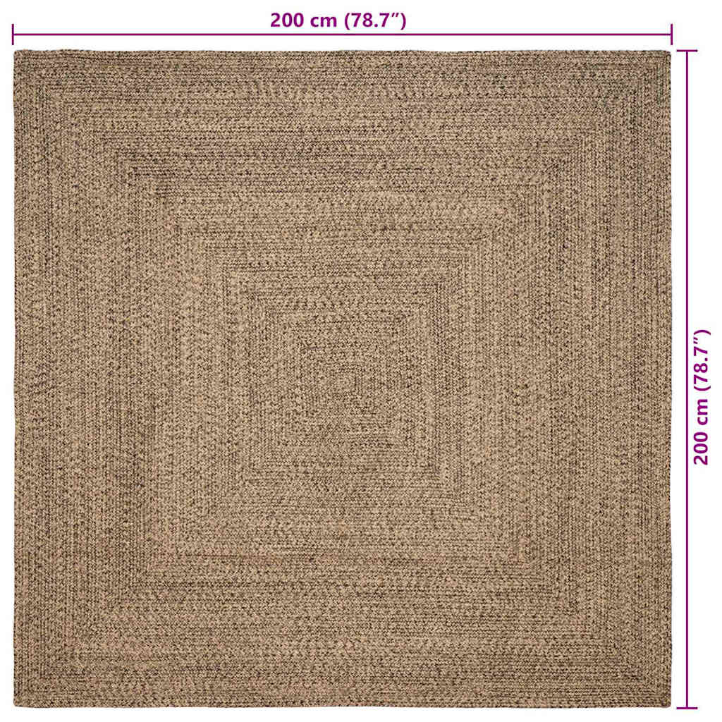 Områdetæpper Naturfarvet og sort 200 x 200 cm Jute
