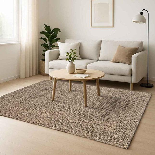 Område tæppe Naturfarvet og sort 240 x 340 cm Jute