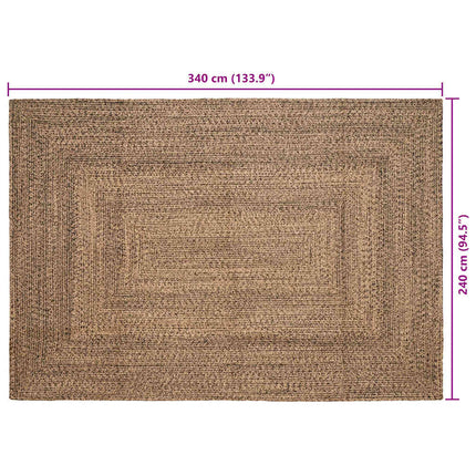 Område tæppe Naturfarvet og sort 240 x 340 cm Jute