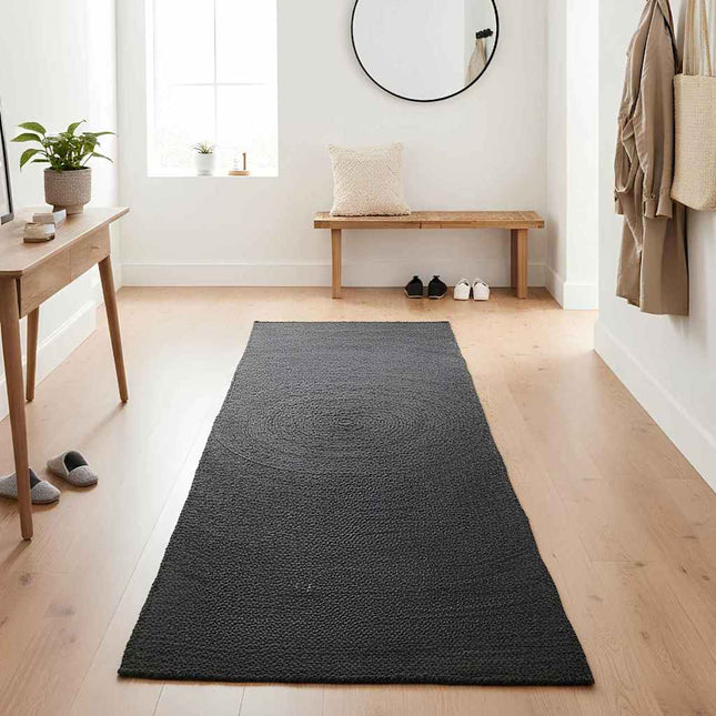 Område tæppe Mørkegrå 80 x 400 cm Jute