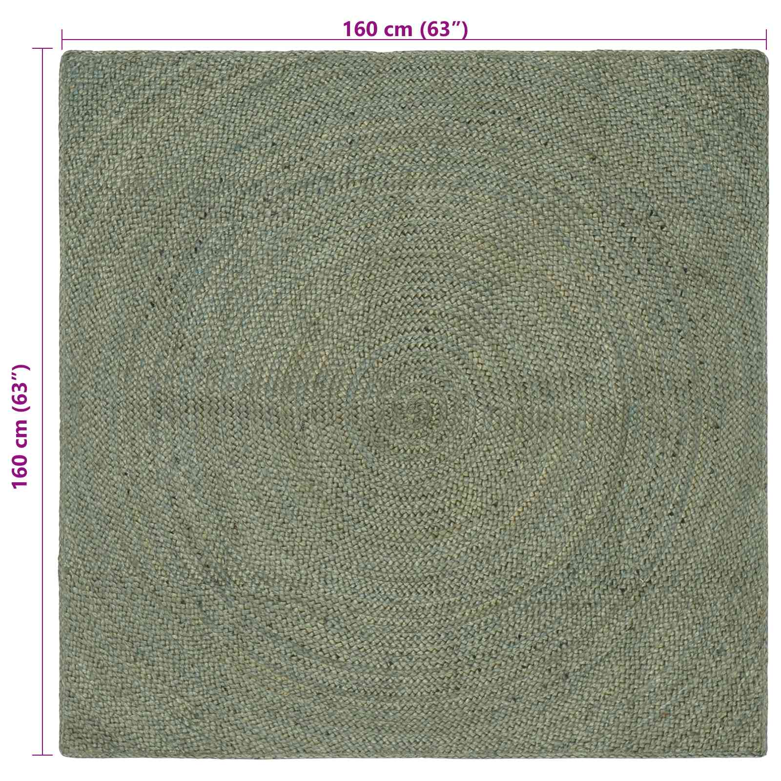Områdetæpper Olivengrøn 160 x 160 cm Jute