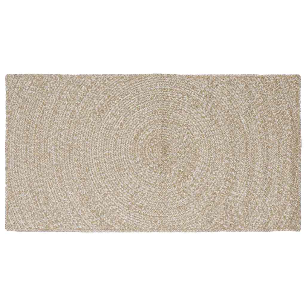 Områdetæpper Rektangulær Natur og hvid 60 x 110 cm Jute
