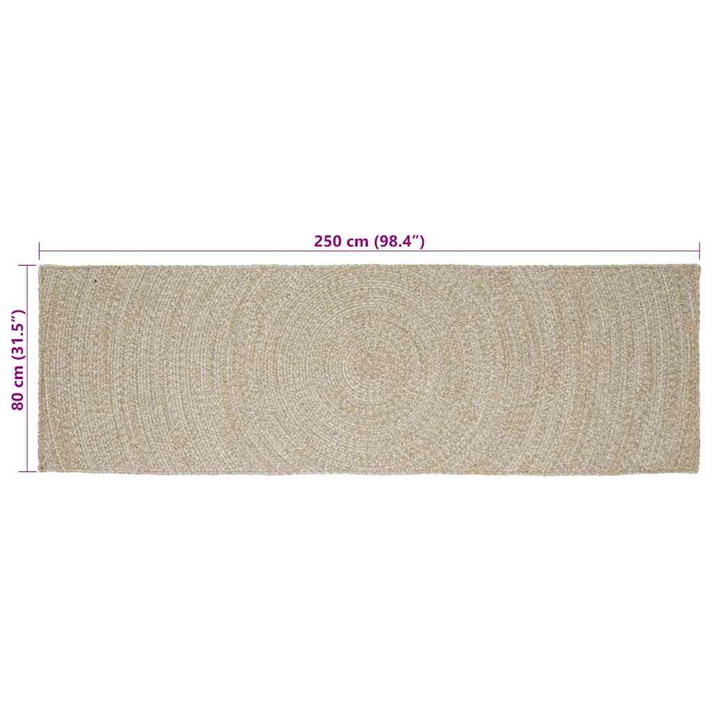 Områdetæpper Natur og hvid 80 x 250 cm Jute