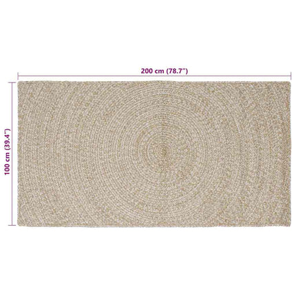 Område tæppe Natur og hvid 100 x 200 cm Jute