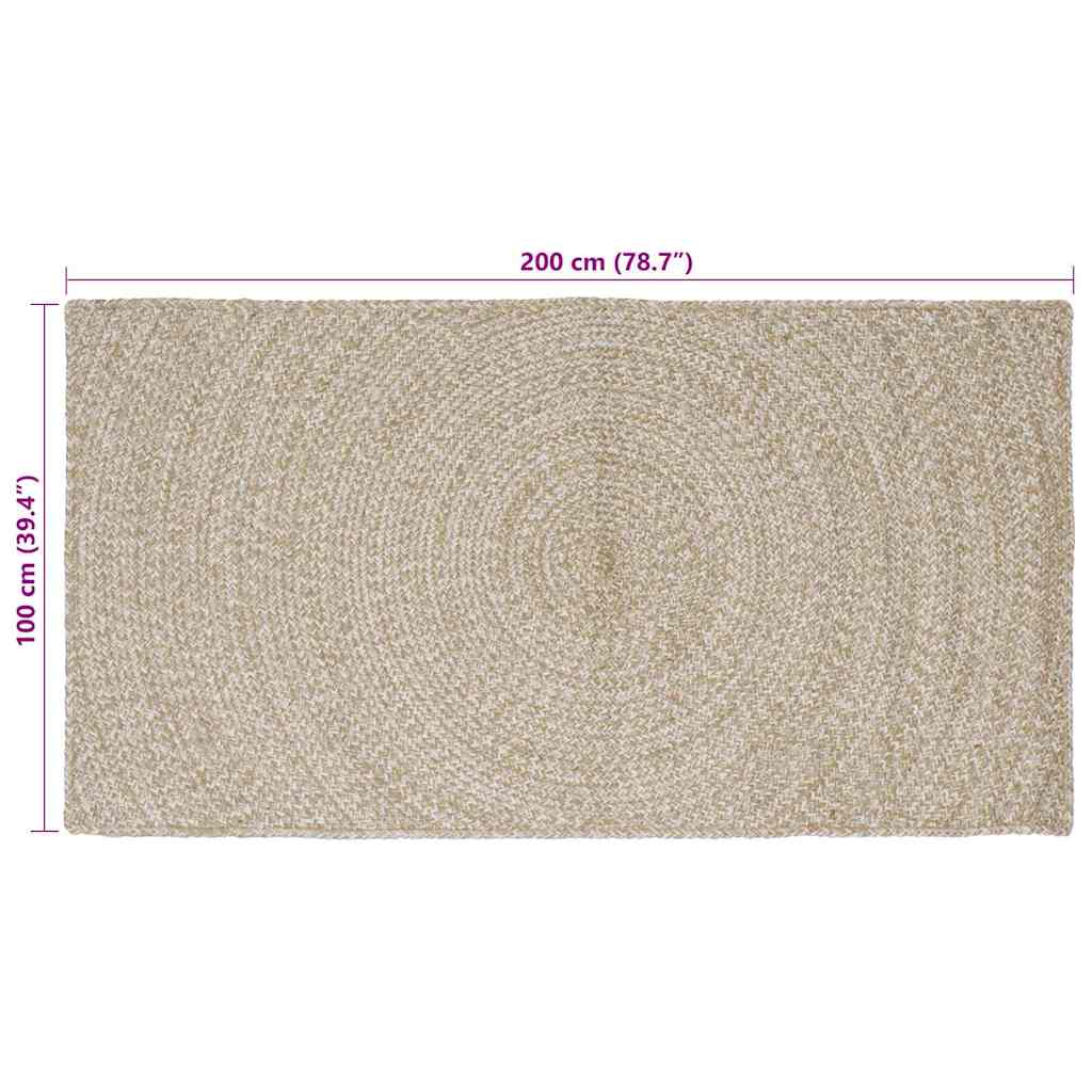 Områdetæpper Natur og hvid 100 x 200 cm Jute