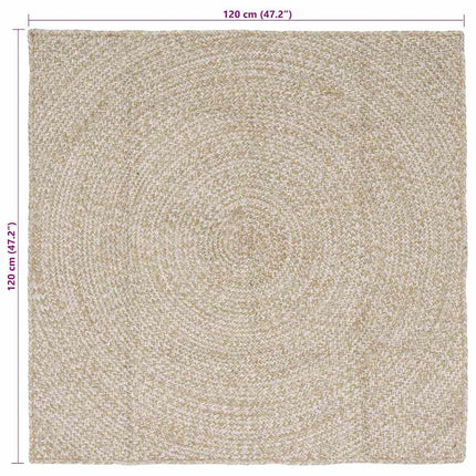 Områdetæpper Natur og hvid 120 x 120 cm Jute