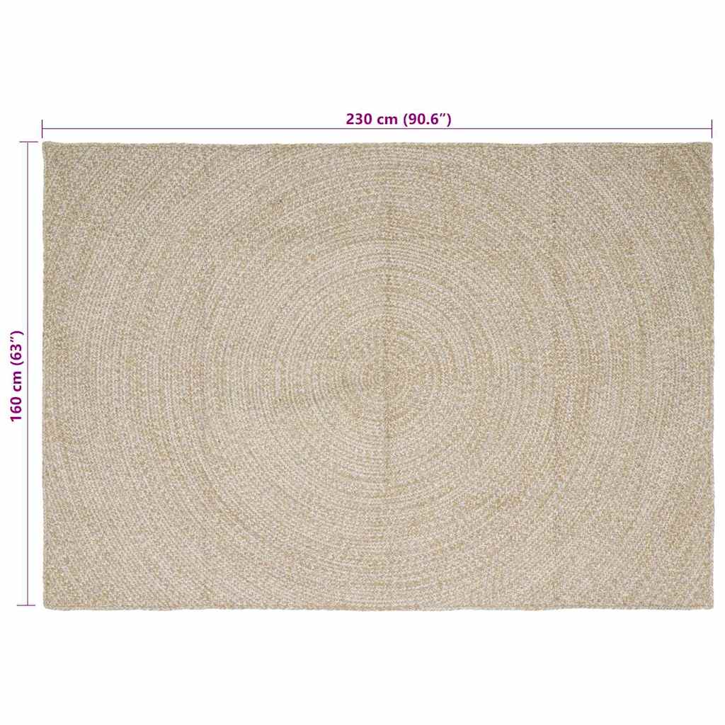 Områdetæpper Natur og hvid 160 x 230 cm Jute