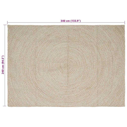 Områdetæpper Natur og hvid 240 x 340 cm Jute