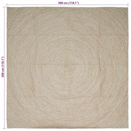 Områdetæpper Natur og hvid 300 x 300 cm Jute