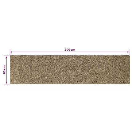 Områdetæpper Naturfarvet og sort 60 x 300 cm Jute
