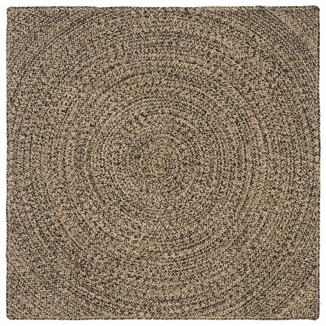Områdetæpper Naturfarvet og sort 120 x 120 cm Jute