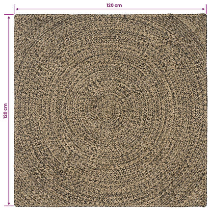 Områdetæpper Naturfarvet og sort 120 x 120 cm Jute