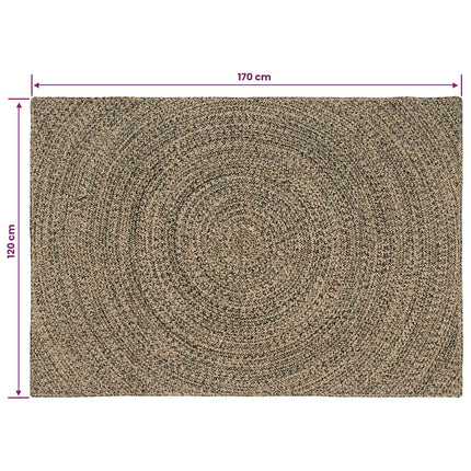 Områdetæpper Naturfarvet og sort 120 x 170 cm Jute