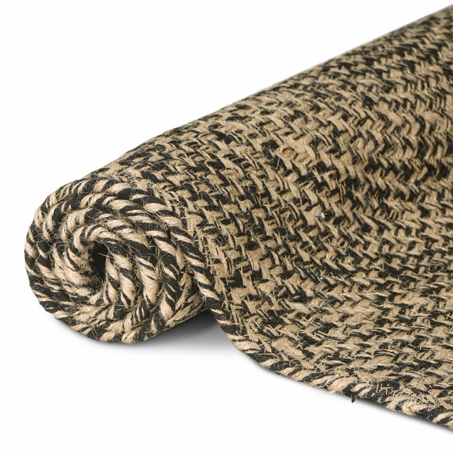 Områdetæpper Naturfarvet og sort 160 x 160 cm Jute