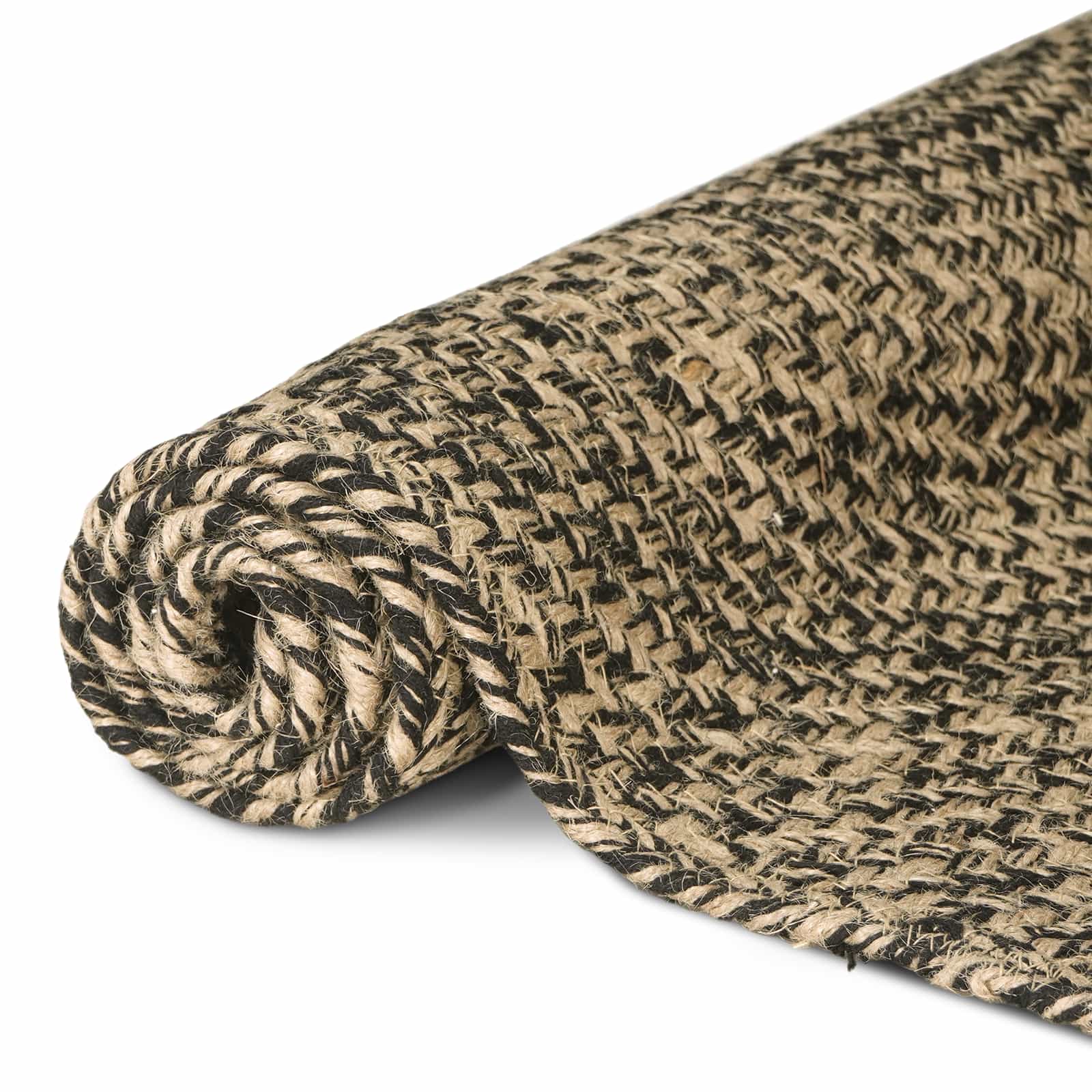 Områdetæpper Naturfarvet og sort 160 x 160 cm Jute