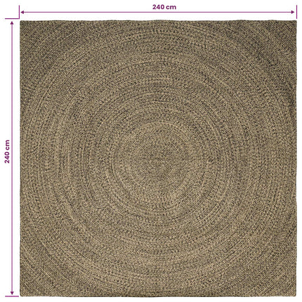 Områdetæpper Naturfarvet og sort 240 x 240 cm Jute