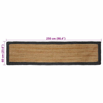 Område tæppe Mørkegrå 60 x 250 cm Jute