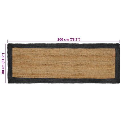 Område tæppe Mørkegrå 80 x 200 cm Jute