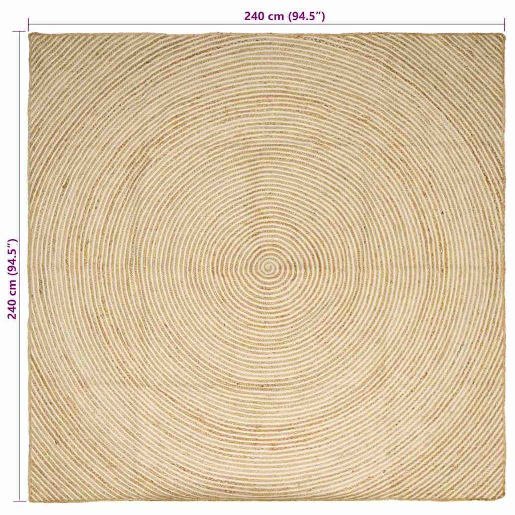 Tæppe Natur og hvid 240 x 240 cm Jute