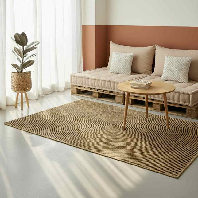 Område tæppe Sort 160 x 160 cm Jute