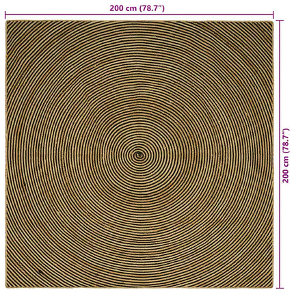 Områdetæpper Sort 200 x 200 cm Jute