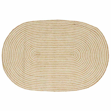 Områdetæpper Natur og hvid 100 x 152 cm Jute