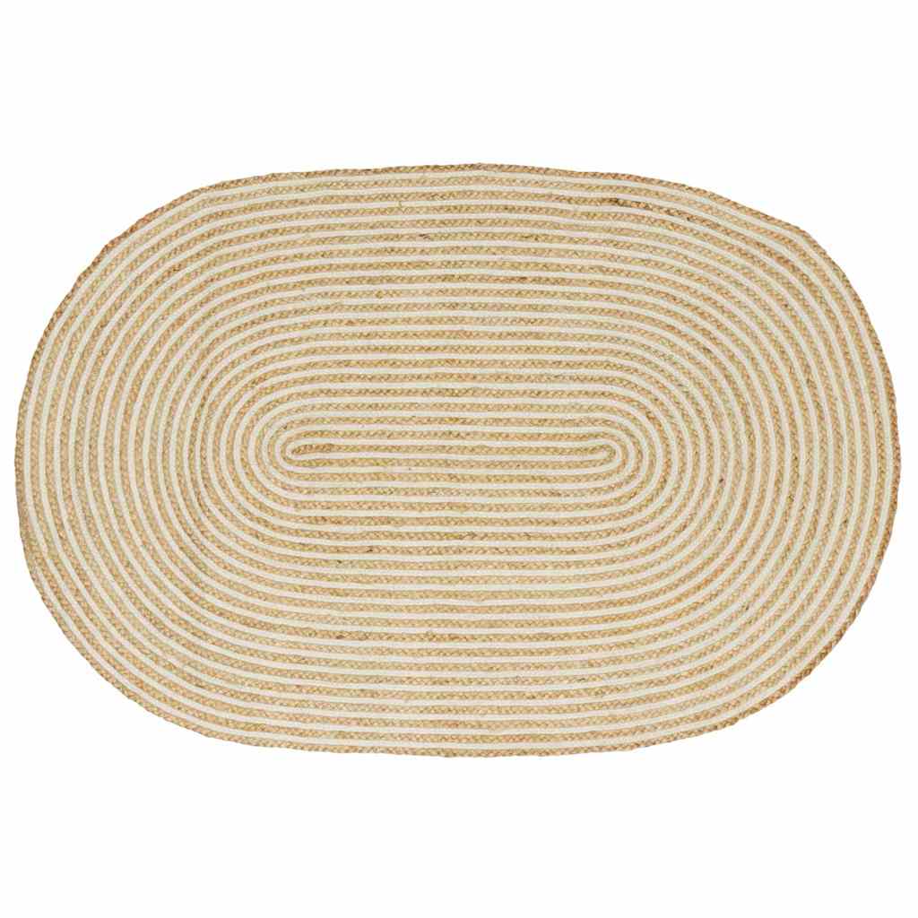 Områdetæpper Natur og hvid 100 x 152 cm Jute