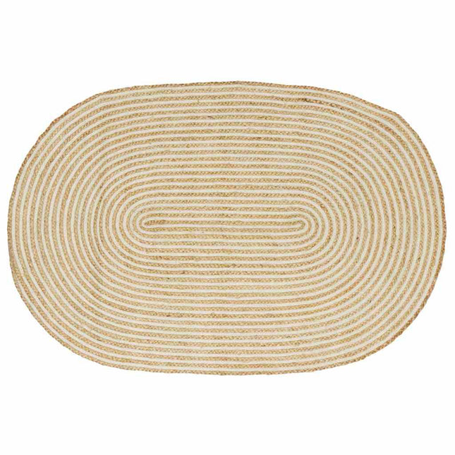 Områdetæpper Natur og hvid 122 x 183 cm Jute